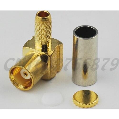 100pcs RF electrical wire terminal connector MCX Crimp Jack Right Angle female connector for coaxial cable RG316 RG174 LMR100