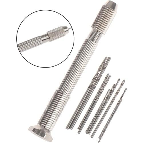 11pcs/set Silver Color Hand Twist Drill With 10 HHS Drill Bits Drilling Tool for PCB Watch Repair Dropshipping