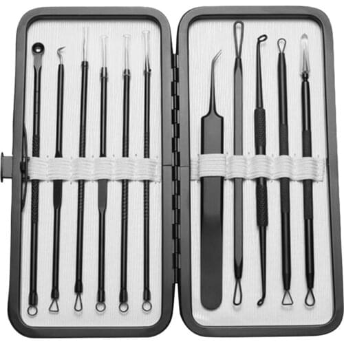 11pcs Professional Acne Removal Tools Kit Blackhead Extractor Face Care Manicure Pedicure Clipper Pimple Acne Removal Kit