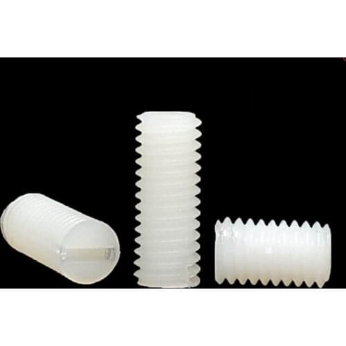 20pcs M8 PA66 nylon one word flat end set grup screw headless plastic insulation environmental protection bolt 10mm-25mm long