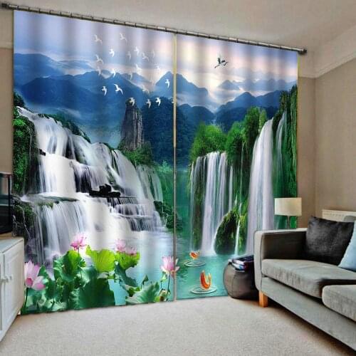 Waterfall 3D Curtain Luxury Blackout Window Curtain Living Room nature scenery curtain