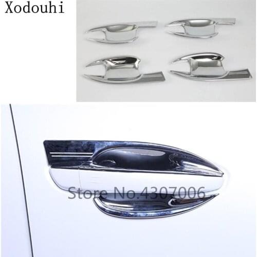 Car Styling Cover Trim External Outside Door Bowl Stick Lamp Frame 4pcs For Peugeot 3008 GT 3008GT 2016 2017 2018 2019 2020