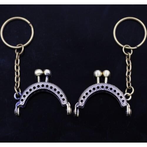 50PCS Bronze Tone Mini Arch Metal Purse Bag Frames Kiss Clasps Clutch Buckle 4cm Sewing Hole Handbag Luggage Hardware Key Ring
