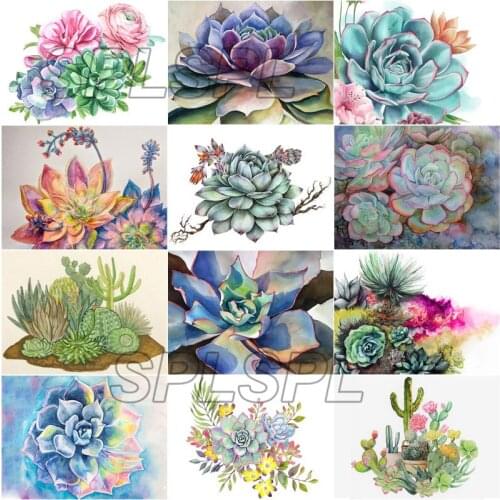 5D Diamond Painting Plump Pot Plant Succulents Painting Round Diamond Full Diamond Cross Stitc Mosaic Home Decora Can Be Costom