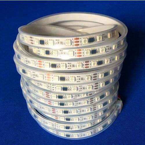 Promotion!! 5m DC12V WS2811 300LEDs (20pixes/m) led digital strip;waterproof in silicon tube;IP66;WHITE PCB