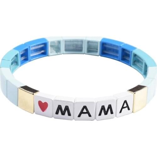 Alphabet Miuki Beads MAMA Letter Bracelet for Mom Gift Maya Bracelet Elastic Tila Tile Vsco Girl Bracelets Summer Jewelry 2020