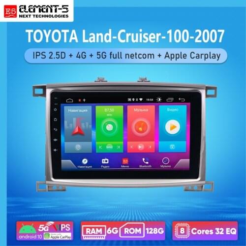 ELEMENT-5 10" 2G+32G Android 10 4G WIFI RDS DSP Car Radio For TOYOTA Land-Cruiser-100, Navigation GPS