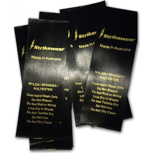 Free shipping custom clothing screen printing labels/garment care labels/clothing main labels/golden printed tags 2000 pcs a lot