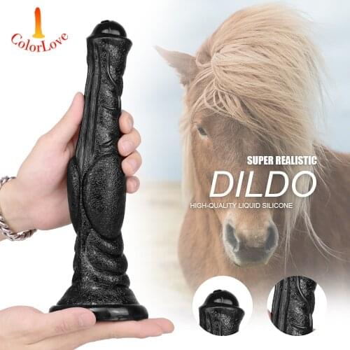Big Horse Dildo Animal Huge Long Realistic Penis Colorful Fresh and Black Sucker Cock Anal Sex Toys for Men Women Couples Gay