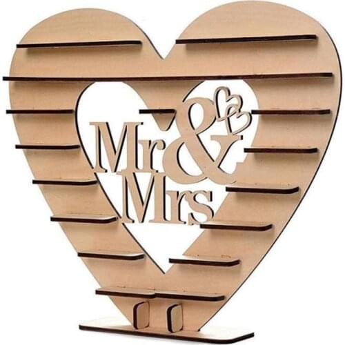 C5AC Wedding Wooden Ornaments Mr&Mrs Chocolate Stand Display Candy Cupcake Desserts Holder Home Decor Wedding Party Bars