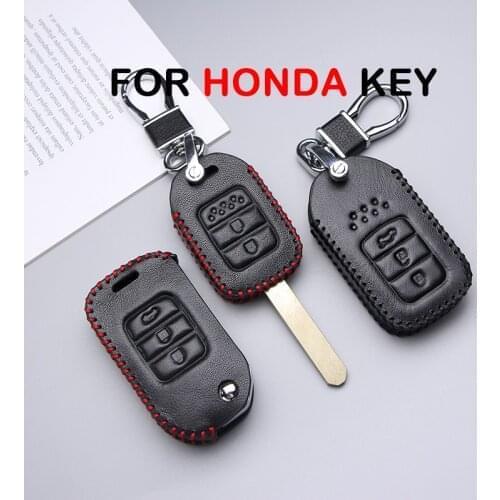 Genuine Leather Car Key Case Cover For HONDA Civic Spirior Accord City CRV Jazz HRV Anti-wear Protective Key Shell Car Styling