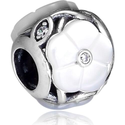 CKK 100% 925 Sterling Silver Charms Mother-Of-Pearl Floral Beads for Jewelry Making Fit Original Charm Bracelet Berloque