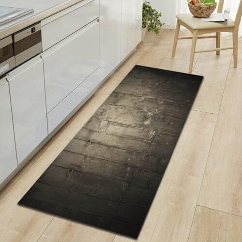 Wood Style Long Anti-slip Kitchen Mat Absorbent Living Room Carpet Entrance Doormat Bedroom Bath Hallway Rug