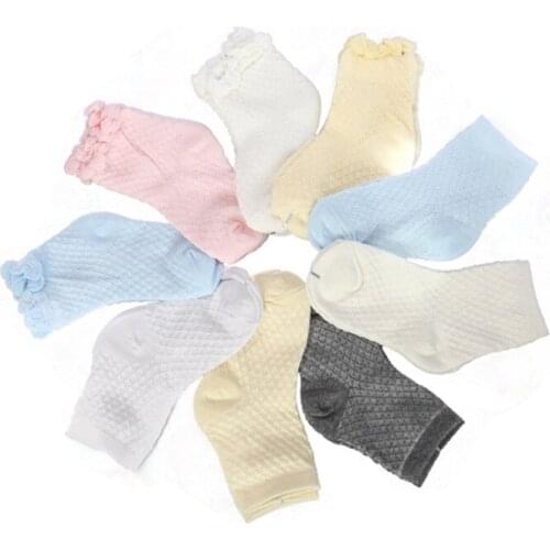 FEERIJT 5 Pcs/Set Baby Girl Socks Cotton Mesh Socks 2019 Spring Newborn Baby Boy Socks Breathable Sport Sock for Kids Casual