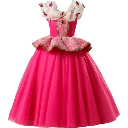 FINDPITAYA Girl Auro Dress Up Kids Flare Sleeve Sleeping Beauty Princess Costume Christmas Children Cosplay Party Fancy Dress