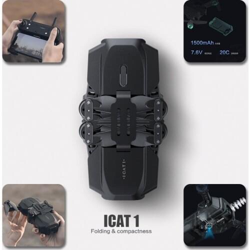 ICAT1 GPS Drone With 4K Dual HD Cameras Optical Flow Positioning FPV WIFI Quadcopter Professional Auto Follow Foldable Kids Toy