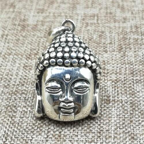 925 Sterling Silver Buddha Pendant Sakyamuni Statue Buddhism 13 grams