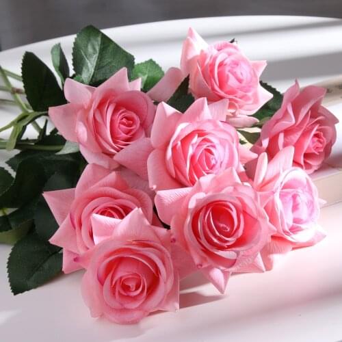 11pcs/Lot Latex Artificial Rose Flowers Real Touch Rose Flowers Wedding Valentines Day Party Birthday Gift Home Decoration