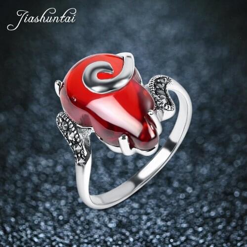 JIASHUNTAI Retro Thai Silver Rings Vintage 925 Sterling Silver Jewelry For Women