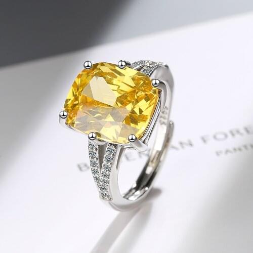 YH-ZL 925 Sterling Silver Adjustable Topaz CZ Finger Ring Women Ring Sterling Silver Ring Jewelry
