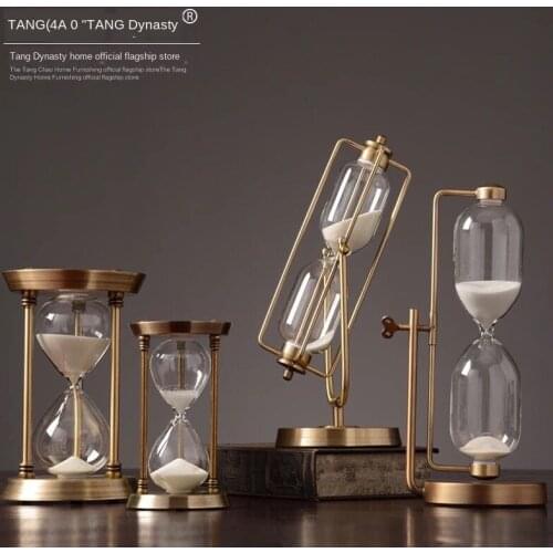 Nordic creative metal hourglass light luxury decoration European office bookshelf study TV cabinet wine cabinet soft decoration