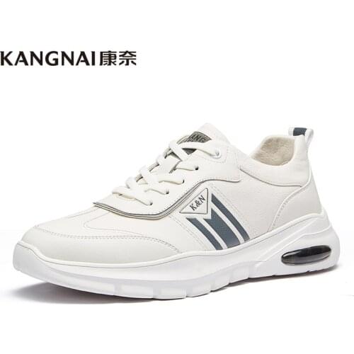 KANGNAI Men Shoes Cow Leather Lace-Up Outdoor Walking Sports Sneakers Male Casual Shoes