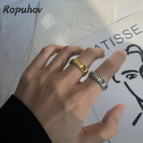 ROPUHOV 2021 Jewery Trendy Korean Simple Plain Ring Female Suit Combination Fashion Index Finger Ring