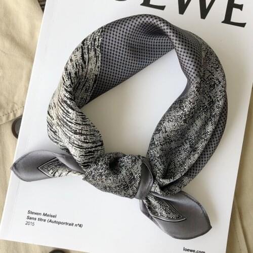 Fashion Soft Stripe Printed Bag Hair Handkerchief Hijab 53x53cm Small Square 100 Silk Scarf Women High Quality Scarf For Ladies