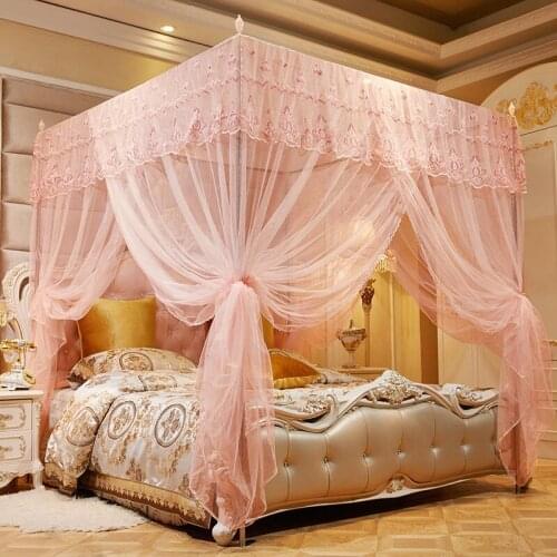 The new thickened encryption princess wind three-door floor mosquito net 1.8m double bed 1.2m single 1.5m home without bracket