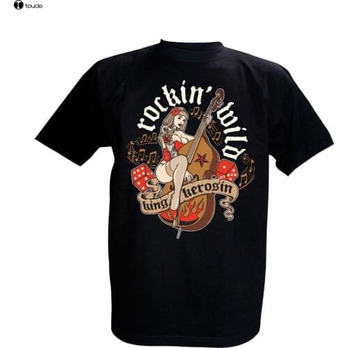 2019 New Mens T Shirts T-Shirt Rockin Wild Oldschool Rockabilly Rockabella US Cars Hotrod Tops Tshirt Homme