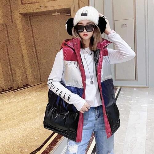 2021 New Fashion Bright Color Down Cotton Vest Coat Women Plus Size Short Cotton Vest Winter Jacket Chaleco Mujer Womens Parkas