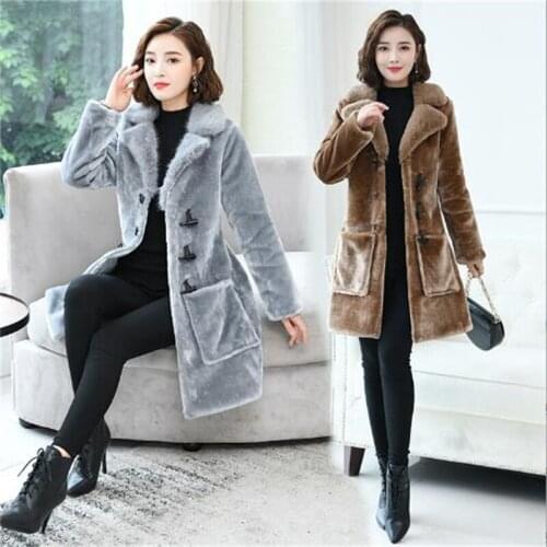 New Leopard Imitation Fur Coat Women Clothing Medium Length Overcoat Thickening Warm Winter Coat Fashion Women Windbreaker Coat