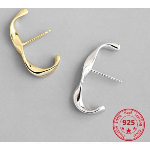 Real 925 Silver New Luxury Gold Stud Earrings Fashion Womens Earrings 2019
