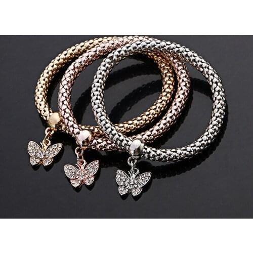 The New Mixed Bracelet Style Charm Bracelet Multilayer Bangle for Women Pave Rhinestone Crystal Bracelet