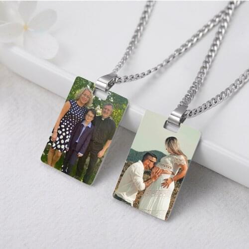 Personalized Photo Necklace Stainless Steel Photo Jewelry Necklace Custom Photo Picture Pendant Lovers Family Memorial Jewelry
