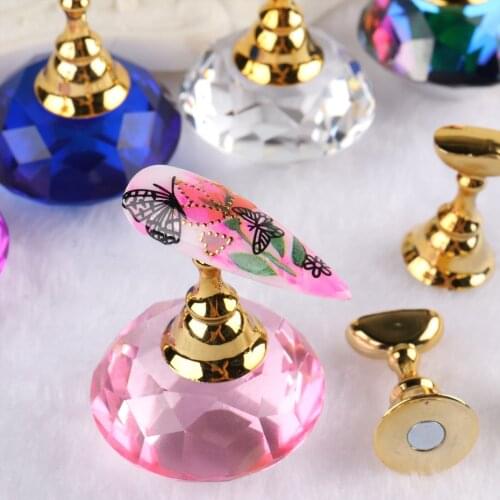 Nail Display Holder Stand Magnetic Crystal Base Practice False Tips Nail Art Gel Polish Trainning Manicure Salon Tools NT1785
