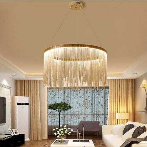 Nordic art tassel aluminum chain Chandeliers For Dining Room living room round villa led Chandelier Lighting Decoration Mariage