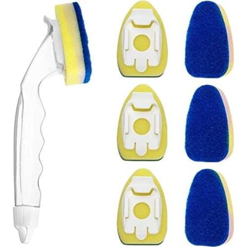 Handle Sponge Magic Sponge Washer Brush Head Kitchen Cleaning Brush Replacement Head Sponge Dish Wash Scrubber Sponge PAK55