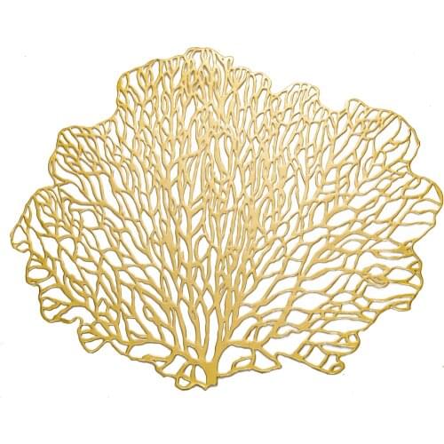 PVC Placemats Palm Leaf Hollow Waterproof Non Slip Table Mats Heat-insulated Pad Coaster Home Decoration Dinner Placemat