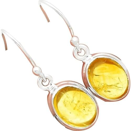 Lovegem Genuine Citrine Earrings 925 Sterling Silver,29 mm, AE1452