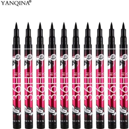 12pcs/set YANQINA Lasting 36H Liquid Eyeliner Pencil Waterproof Black Makeup Easywear Eye Liner Pen Cosmetic Tool wholesale