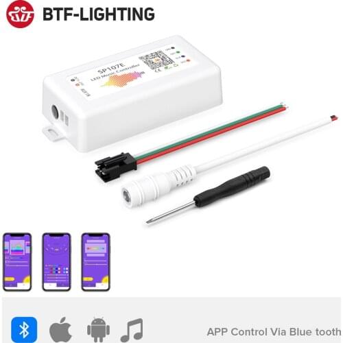 SP107E LED Controller Bluetooth Pixel IC SPI Music by Phone APP For LPD8806 WS2812 SK6812 SK9822 RGBW APA102 Strip DC5-24V