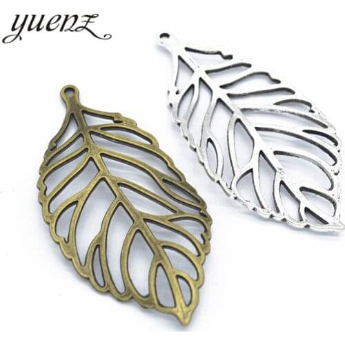 YuenZ 2pcs 2 Color Antique Silver color tree leaf Charms Metal Alloy Jewelry Diy Accessories 72*36mm Q328
