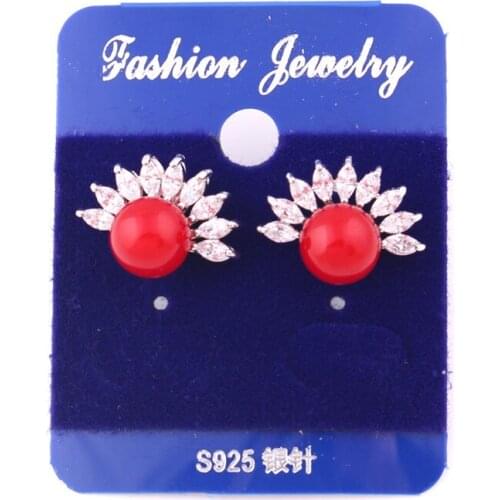 Female Jewelry Attractive Red Beads Earrings Special Design Shape Fascination Copper Earrings Provide Dropshipping