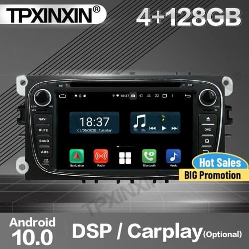 128G Carplay Car Radio 2 Din Stereo Receiver Android 10 For Ford Mondeo 2007 2008 2009 2010 Black GPS Player Audio Head Unit