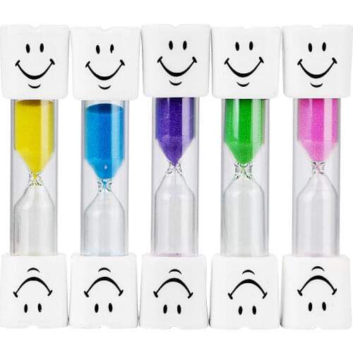 Hourglasses Sand Timer Clocks Gift for Kids 5 ColorsTimer 3 Minutes Teethbrush Timer Timing Tool Home Decor Smiley Face