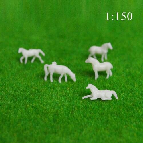 50pcs 1:150 gauge scale Model Train Building Layout Unpainted Animal White Horse New