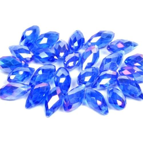 5x7mm/6x12mm Middle Blue Plating Color Briolette Pendants Waterdrop Crystal Glass Jewelry Loose Teardrop Beads DIY