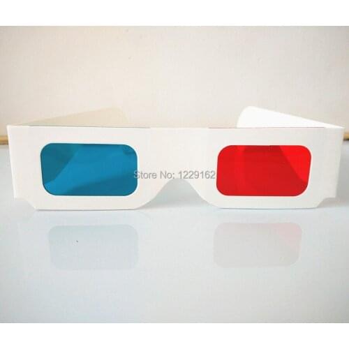Free shipping (50pcs/lot) Re-useable white paper 3D glasses Paper Frame Red/Blue lens 3d virtual video View Anaglyph