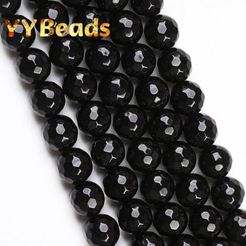 Natural Faceted Black Crystal Glass Beads 4 6 8 10 12mm Loose Spacer Charm Beads For Jewelry Making DIY Women Bracelets Necklace